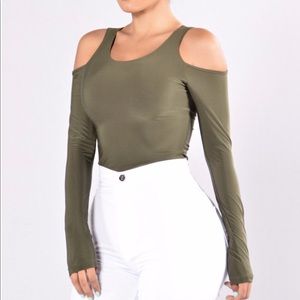 Cut out shoulder body suit